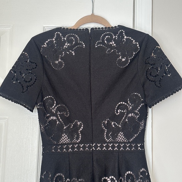 Women's Reiss Tinley Lace Dress Black Nude Slip Size 4 Cocktail Party Formal - Picture 3 of 9